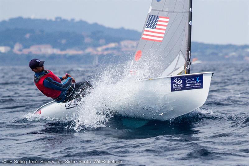 Caleb Paine on day two of ISAF Sailing World Cup Hyeres photo copyright Will Ricketson / US Sailing taken at COYCH Hyeres and featuring the Finn class