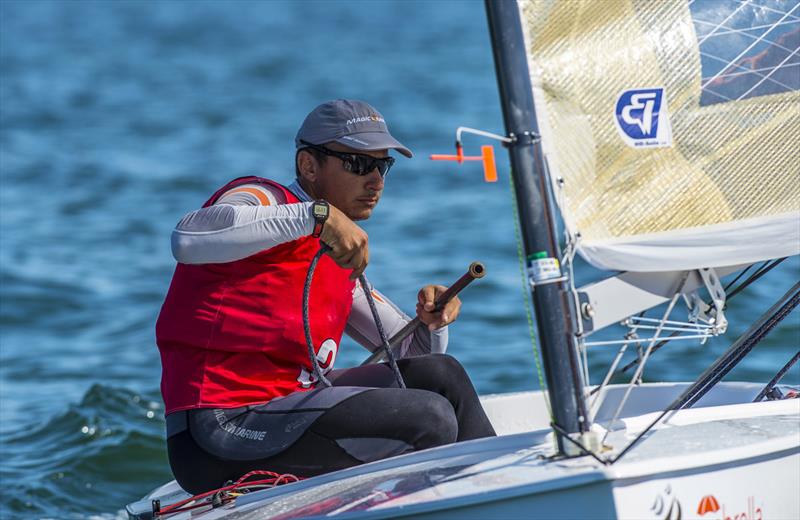 Ioannis Mitakis (GRE 77) on day 5 at ISAF Sailing World Cup Miami photo copyright Walter Cooper / US Sailing taken at Coconut Grove Sailing Club and featuring the Finn class