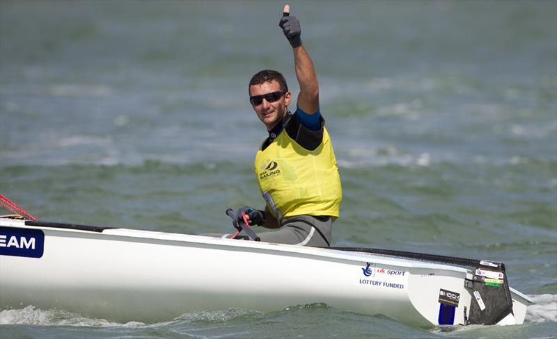 Giles Scott wins the Finn class at ISAF Sailing World Cup Miami photo copyright Ocean Images / British Sailing Team taken at Coconut Grove Sailing Club and featuring the Finn class