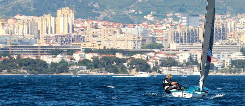 Finn Europeans practice race in Split photo copyright Robert Deaves taken at  and featuring the Finn class