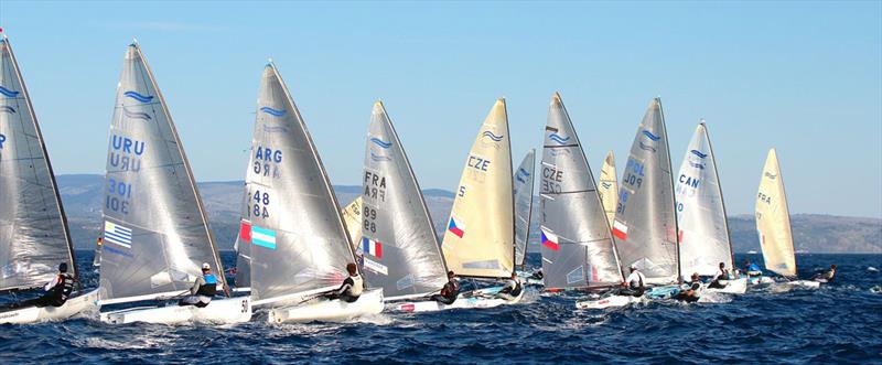Day 1 of the Finn Europeans in Split photo copyright Robert Deaves taken at  and featuring the Finn class