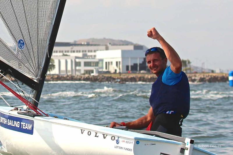Giles Scott after the Finn Medal Race at the Aquece Rio – International Sailing Regatta photo copyright Robert Deaves taken at  and featuring the Finn class