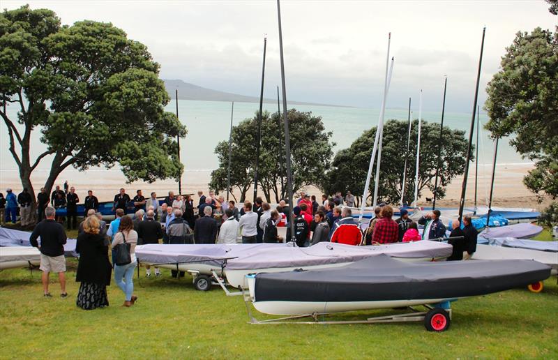 2015 Finn Gold Cup Opening Ceremony at Takapuna Boating Club photo copyright Robert Deaves taken at Takapuna Boating Club and featuring the Finn class