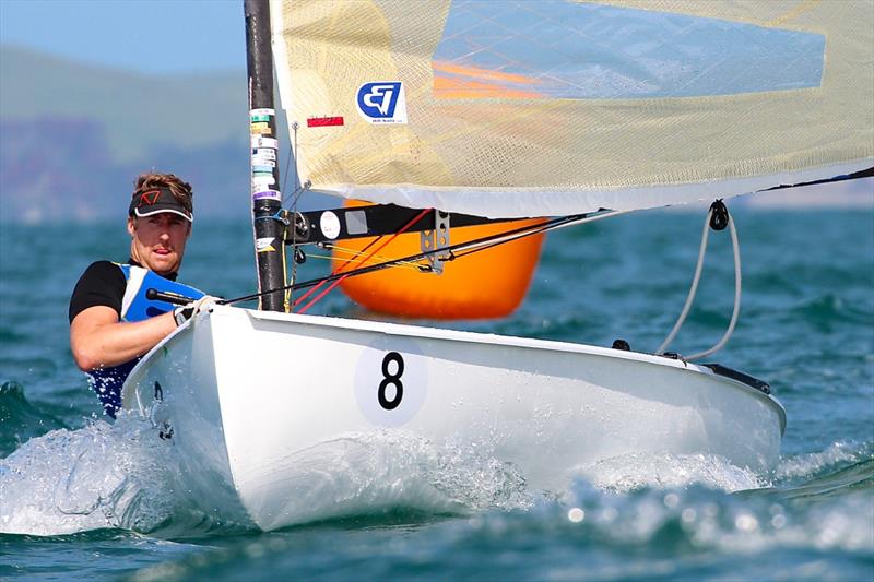 Bjorn Allansson on day 1 of the Finn Gold Cup in New Zealand photo copyright Robert Deaves taken at Takapuna Boating Club and featuring the Finn class