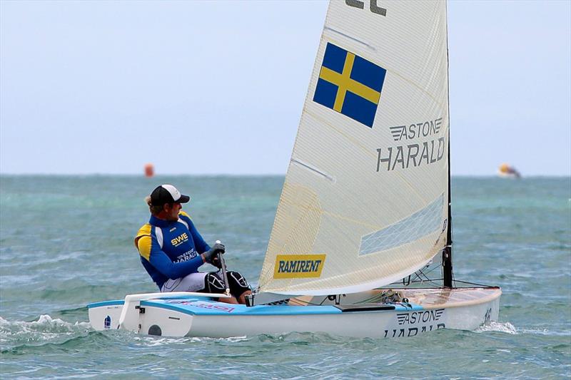 Max Salminen on day 2 of the Finn Gold Cup in New Zealand photo copyright Robert Deaves taken at Takapuna Boating Club and featuring the Finn class