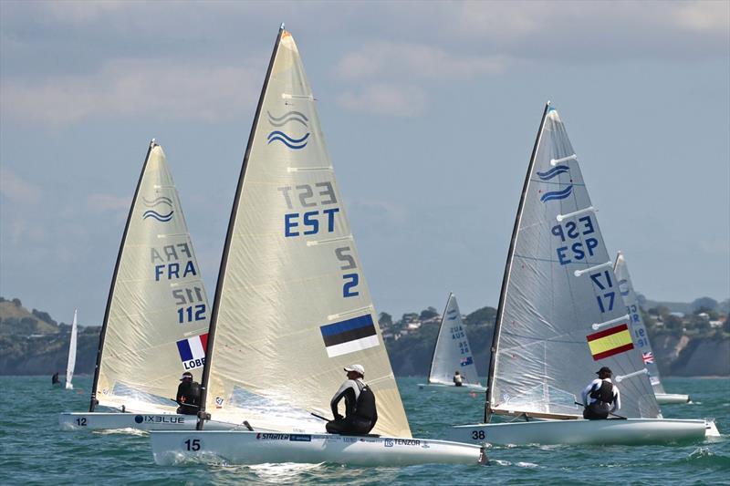 Denis Karpak on day 3 of the Finn Gold Cup in New Zealand photo copyright Robert Deaves taken at Takapuna Boating Club and featuring the Finn class