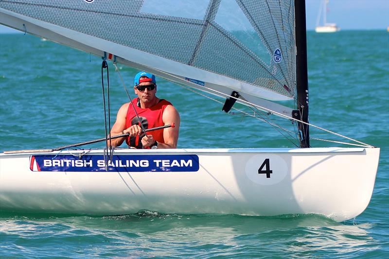 Ed Wright on day 3 of the Finn Gold Cup in New Zealand photo copyright Robert Deaves taken at Takapuna Boating Club and featuring the Finn class