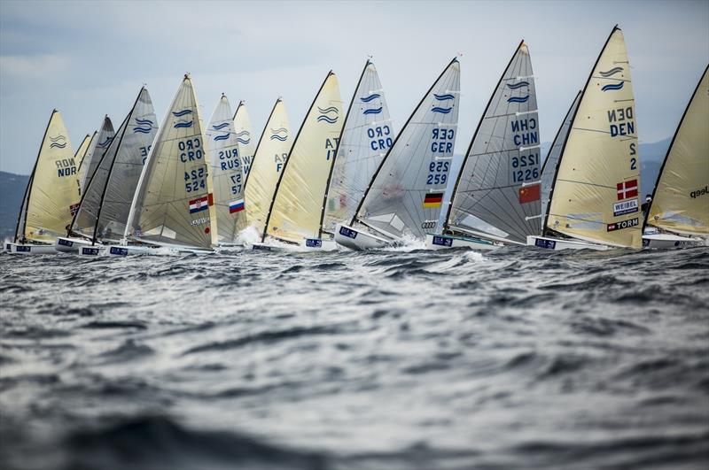 Race 7 starts on day 4 at Sailing World Cup Hyeres photo copyright Pedro Martinez / Sailing Energy / World Sailing taken at COYCH Hyeres and featuring the Finn class