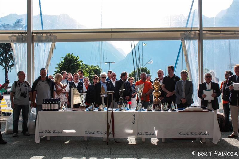 Prize giving at the Finn World Masters on Lake Garda photo copyright Berit Hainoja taken at Circolo Vela Torbole and featuring the Finn class