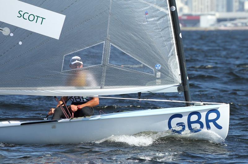 Giles Scott wins Race 7 in the Finn class at the Rio 2016 Olympic Sailing Competition photo copyright Robert Deaves taken at  and featuring the Finn class