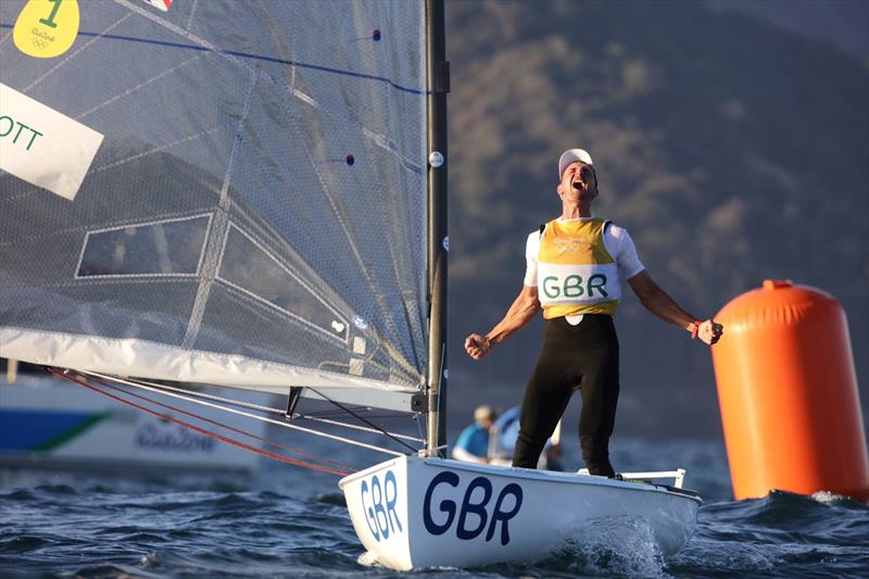 Finn Gold for Giles Scott at the Rio 2016 Olympic Sailing Competition photo copyright Richard Langdon / British Sailing Team taken at  and featuring the Finn class