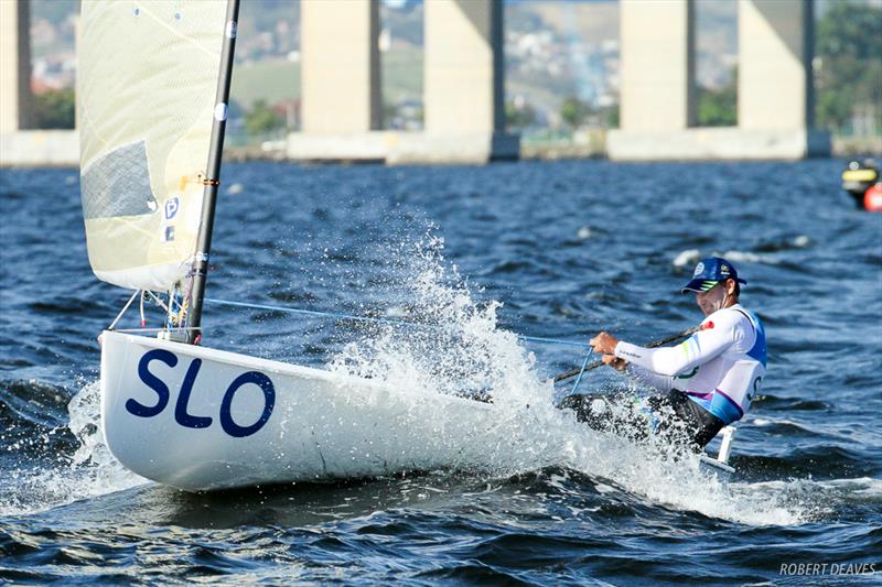 Vasilij Zbogar at the Rio 2016 Olympic Sailing Competition photo copyright Robert Deaves taken at  and featuring the Finn class
