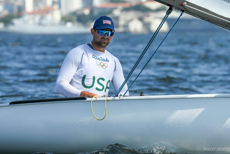 Caleb Paine at the Rio 2016 Olympic Sailing Competition photo copyright Robert Deaves taken at  and featuring the Finn class