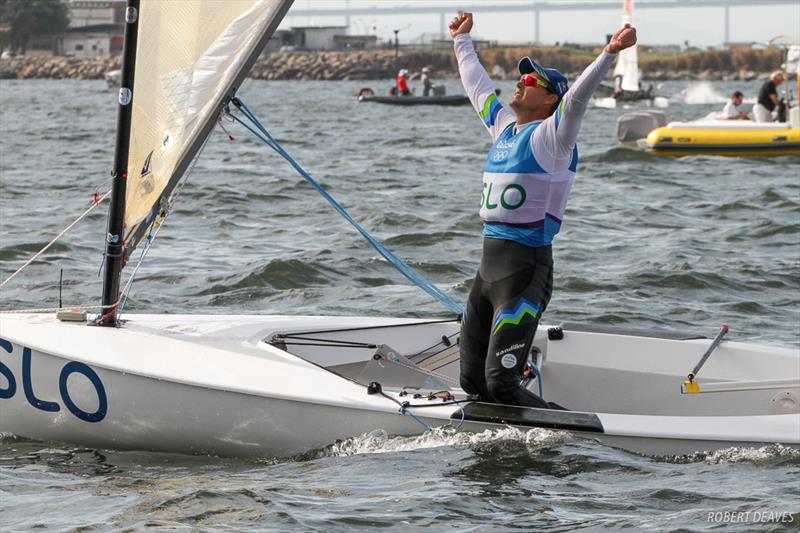 Silver for Vasilij Zbogar in the Finn class at the Rio 2016 Olympic Sailing Competition - photo © Robert Deaves