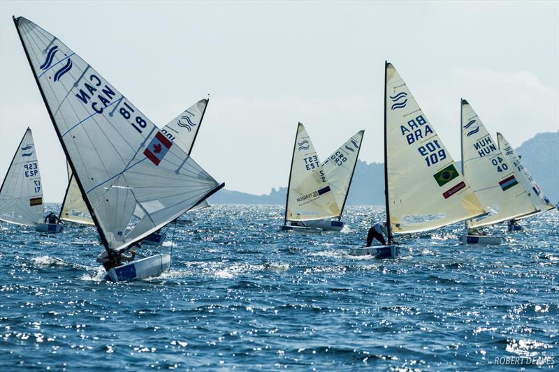 Finn class on day 1 of World Cup Hyères photo copyright Robert Deaves taken at COYCH Hyeres and featuring the Finn class