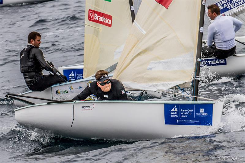 Finn class on day 3 of World Cup Hyères photo copyright Robert Deaves taken at COYCH Hyeres and featuring the Finn class
