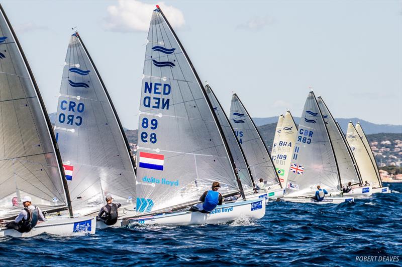 Race 9 on day 5 of World Cup Hyères photo copyright Robert Deaves taken at COYCH Hyeres and featuring the Finn class