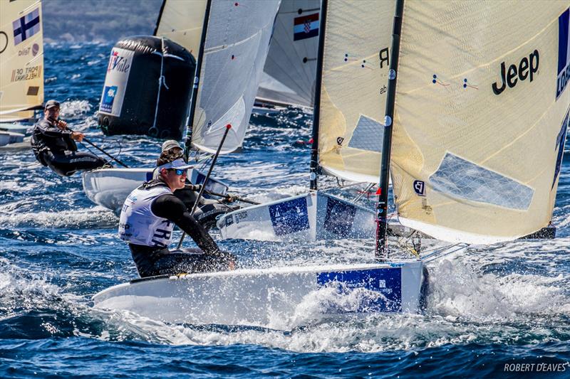 Jonathan Lobert on day 5 of World Cup Hyères photo copyright Robert Deaves taken at COYCH Hyeres and featuring the Finn class
