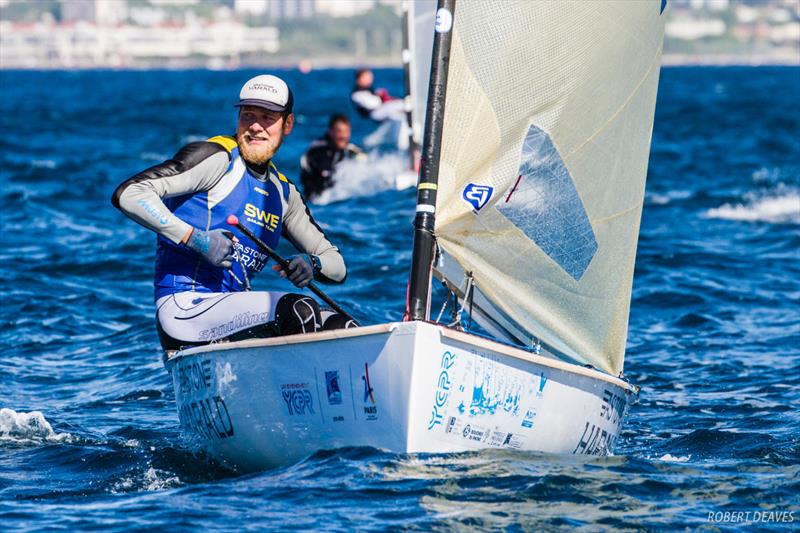 Max Salminen (SWE) on day 1 of the Finn Europeans in Marseille photo copyright Robert Deaves taken at Yachting Club De La Pointe Rouge and featuring the Finn class