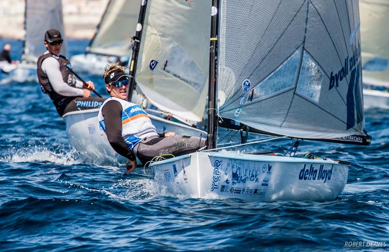 Nicholas Heiner (NED) on day 2 of the Finn Europeans in Marseille photo copyright Robert Deaves taken at Yachting Club De La Pointe Rouge and featuring the Finn class