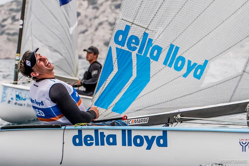 Nicholas Heiner (NED) on day 3 of the Finn Europeans in Marseille photo copyright Robert Deaves taken at Yachting Club De La Pointe Rouge and featuring the Finn class