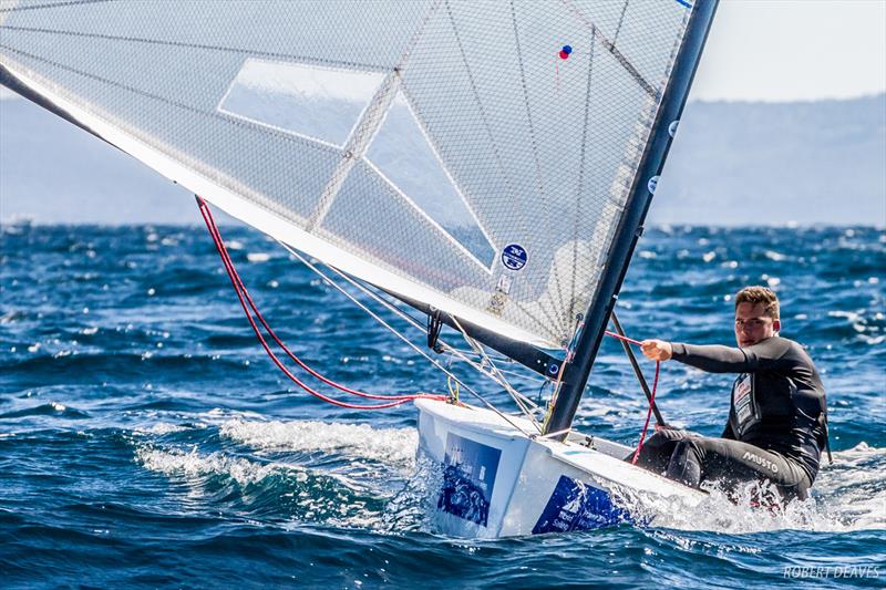 Cameron Tweedle racing in Hyeres photo copyright Robert Deaves taken at COYCH Hyeres and featuring the Finn class