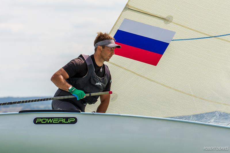 Arkadiy Kistanov on day 1 of the 2017 U23 Finn Worlds at Lake Balaton - photo © Robert Deaves