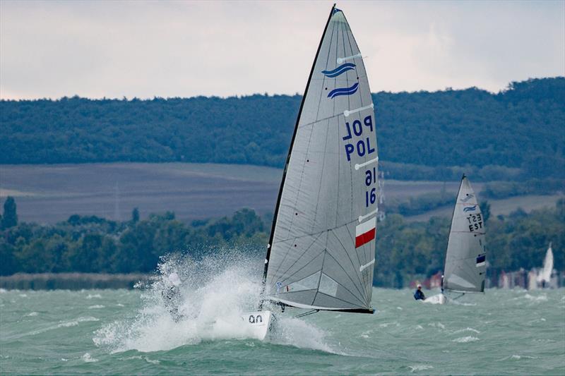 A windy practice race ahead of the 2017 Opel Finn Gold Cup on Lake Balaton photo copyright Cserta Gabor / Spartacus Sailing Club taken at Spartacus Sailing Club and featuring the Finn class