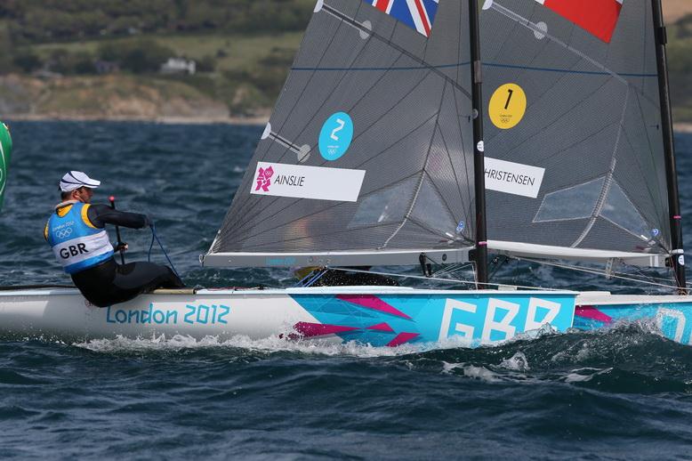 Ben Ainslie and Jonas Hogh-Christensen on day three of the London 2012 Olympic Sailing Competition - photo © Francois Richard
