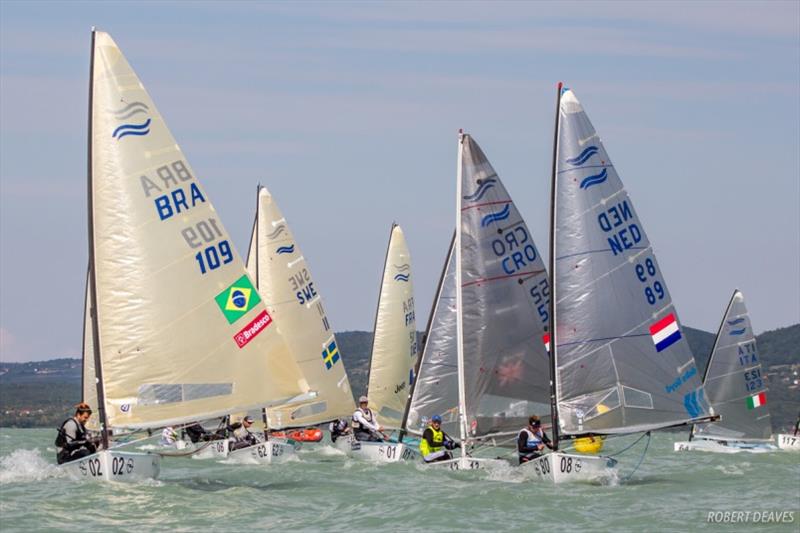 Tight competition at the 2017 Finn Gold Cup on Lake Balaton photo copyright Robert Deaves taken at  and featuring the Finn class