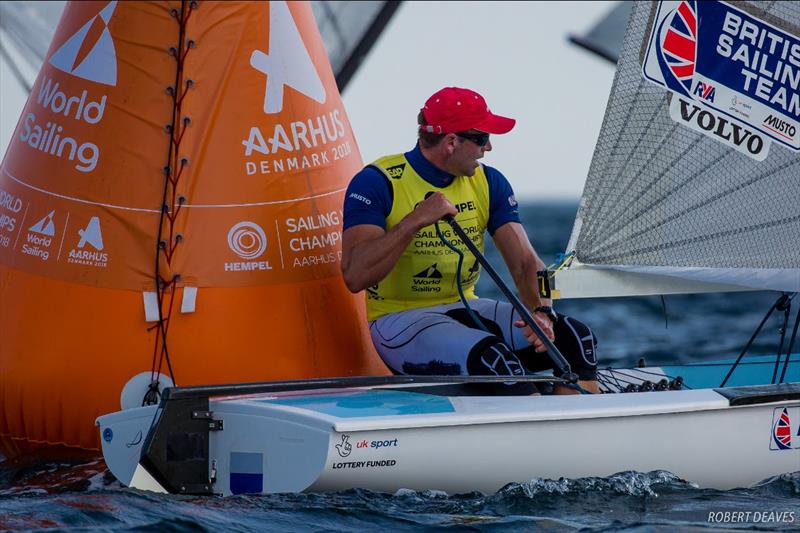Current World Champion Ed Wright in 2018 photo copyright Robert Deaves taken at Sailing Aarhus and featuring the Finn class