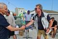 Neil Cramer thanks Race Officer Michael Conway - Fireball Irish National Championship at Waterford Harbour © Frank Miller