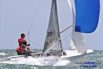 Peter Inns & Chris Went on day four of the Fireball worlds at Mandurah, Australia