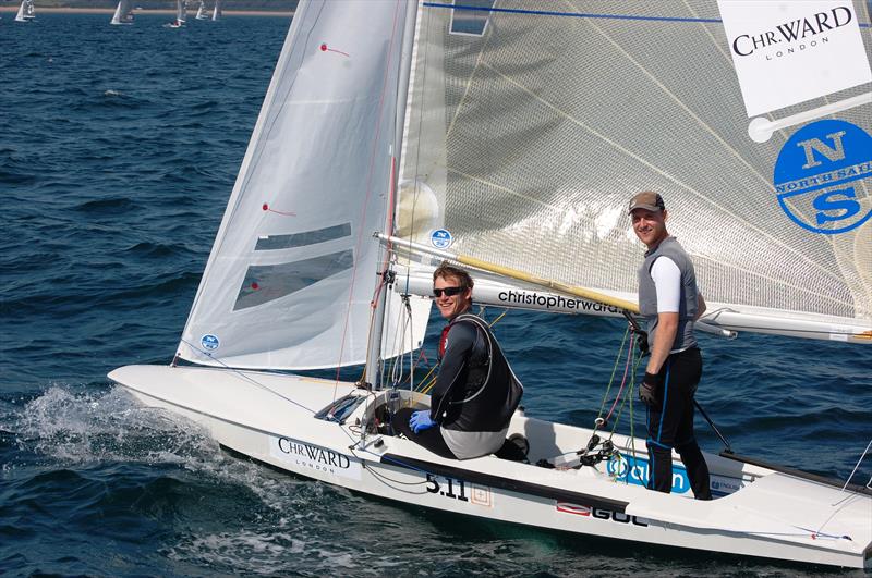 Christian Birrell and Sam Brearey know that there will be sterner challenges ahead on day 1 of the Gul UK Fireball Nationals photo copyright David Henshall taken at Plas Heli Welsh National Sailing Academy and featuring the Fireball class