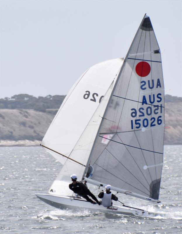15026 ‘Black Pearl'  Peter Inns and Joel Coultas during the South Australian Fireball Championship photo copyright Robin Inns taken at  and featuring the Fireball class