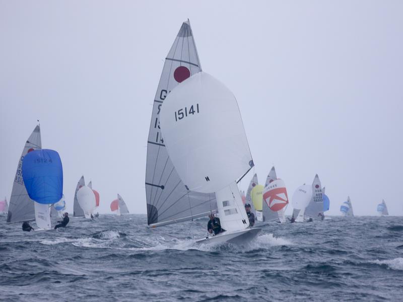 Dobson & Wagstaff on day 1 of the Gul Fireball Europeans & Nationals at Lyme Regis photo copyright Pauline Rook taken at Lyme Regis Sailing Club and featuring the Fireball class