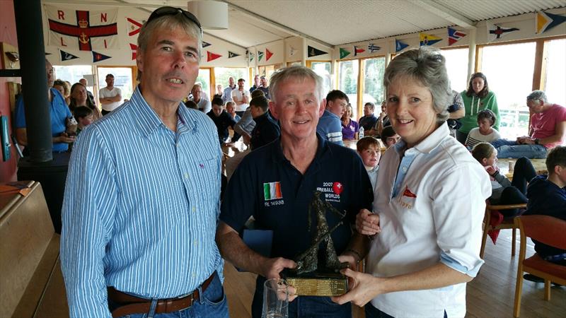 Third placed team Neil Cramer & Niall McGrotty with Ann Atkinson, Rear Commodore LDYC at the Irish Fireball Nationals prize giving photo copyright Frank Miller taken at Lough Derg Yacht Club and featuring the Fireball class