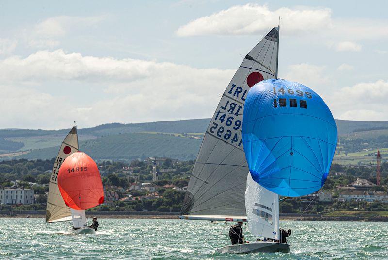 Cara McDowell and Josh Porter leading Ossian Geraghty and Adrian Lee to the leeward mark at the Volvo Dun Laoghaire Regatta - photo © Michael Chester