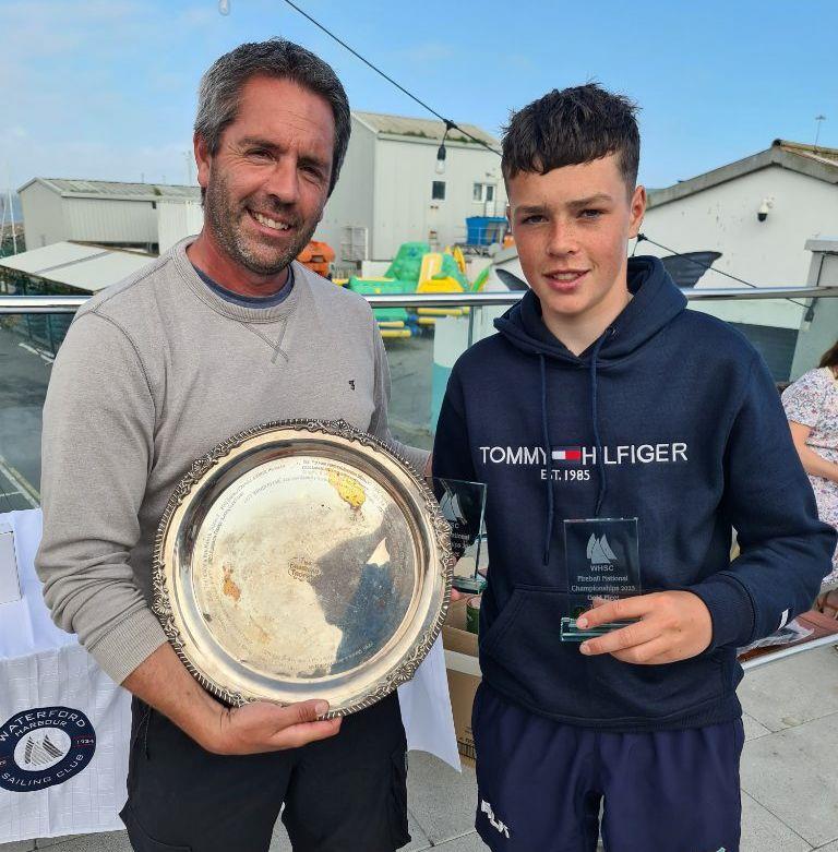 David Evans, SIlver fleet winner, with the commodore of WHSC - Fireball Irish National Championship at Waterford Harbour photo copyright Frank Miller taken at Waterford Harbour Sailing Club and featuring the Fireball class