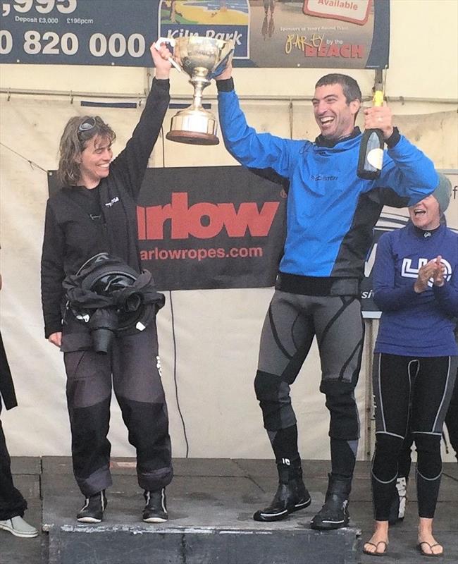 Ben Lumby & Liz Evans win the Ralph Gore Challenge Cup at the 70th Anniversary Firefly Nationals photo copyright Jane Hudson taken at Tenby Sailing Club and featuring the Firefly class