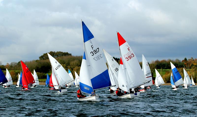 Manchester & Warwick lead the Firefly fleet during the BUCS Fleet Racing Championships photo copyright Tony Mapplebeck taken at Draycote Water Sailing Club and featuring the Firefly class