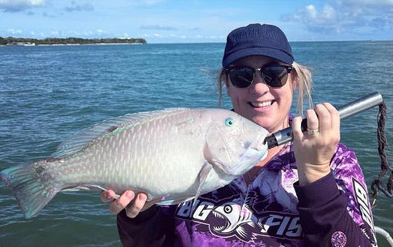 Deej's other half Dana with a chunky little bluey from a recent outing. Dinner was sorted for Jeff with this nice bluey photo copyright Fisho's Tackle World taken at  and featuring the Fishing boat class