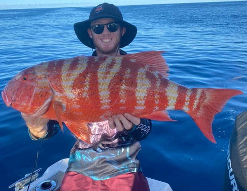 It's a red! It's a red! No .... it's a bl%#@y chinaman! These things pull harder than red emperor, but your excitement deflates as soon as the true ID is revealed photo copyright Fisho's Tackle World taken at  and featuring the Fishing boat class