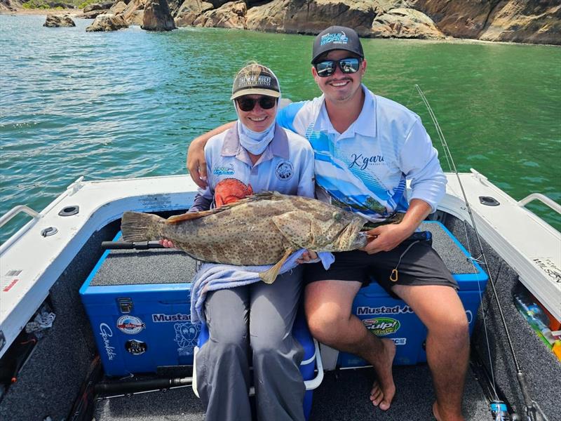 Slimy laps all round. Estuary cod are highly active throughout Qld marine waters this time of year, and always good for a Rush photo copyright Fisho's Tackle World taken at  and featuring the Fishing boat class