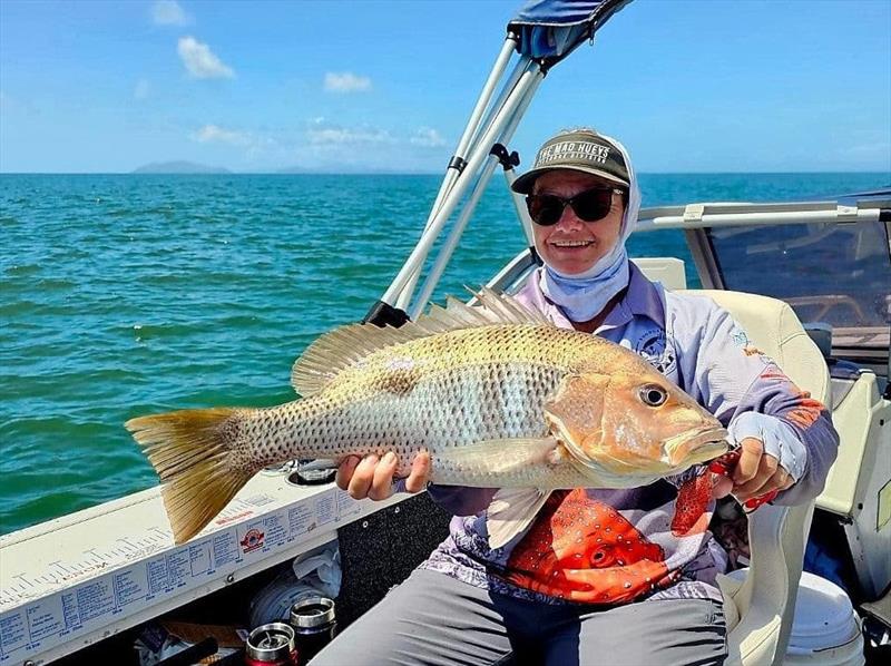 The Rush Family headed north for a fishing holiday. They caught some nice fish, including this beaut fingermark for Cathy photo copyright Fisho's Tackle World taken at  and featuring the Fishing boat class
