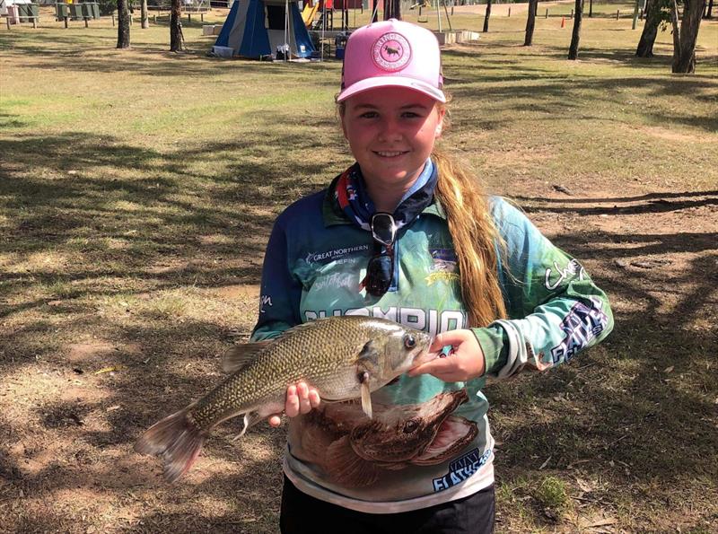 Alecia Watsford joined the crew from Hervey Bay Amateurs Fishing Club at Boondooma last week and showed her bass catching skills - photo © Fisho's Tackle World