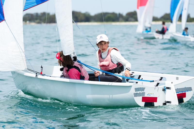 Wallis and Racape win the Flying 11 class at the Yachting NSW Youth Championships photo copyright Robin Evans taken at Georges River 16ft Skiff Sailing Club  and featuring the Flying 11 class