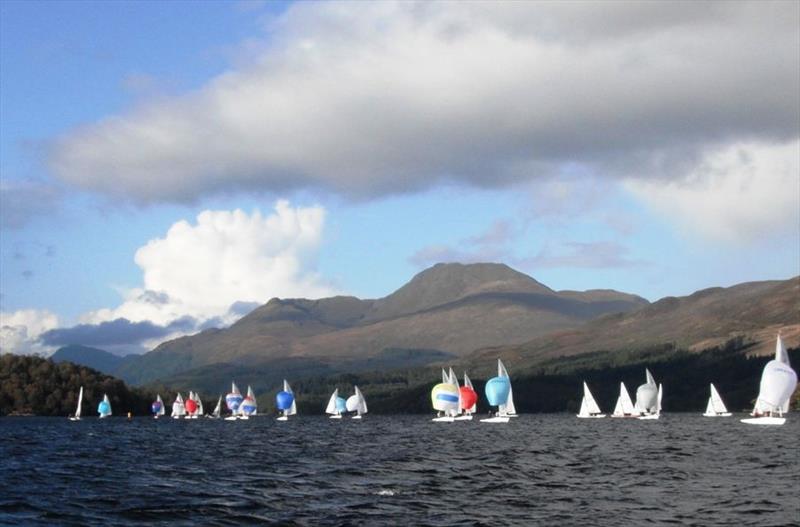 Downwind from Ben Lomond during the Flying Fifteen Scottish Championships at Loch Lomond - photo © Katie Hughes