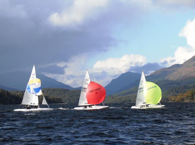 A tight reach during the Flying Fifteen Scottish Championships at Loch Lomond photo copyright Katie Hughes taken at Loch Lomond Sailing Club and featuring the Flying Fifteen class