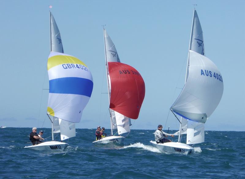 The leaders during race 5 on day 4 of the Flying Fifteen Worlds at Napier photo copyright Jonny Fullerton taken at Napier Sailing Club and featuring the Flying Fifteen class